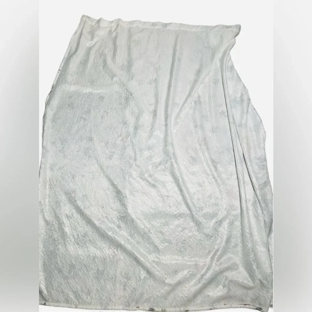 DKNY “Jasper” White Textured Fabric Shower Curtain w/Multicolor Floral Designs